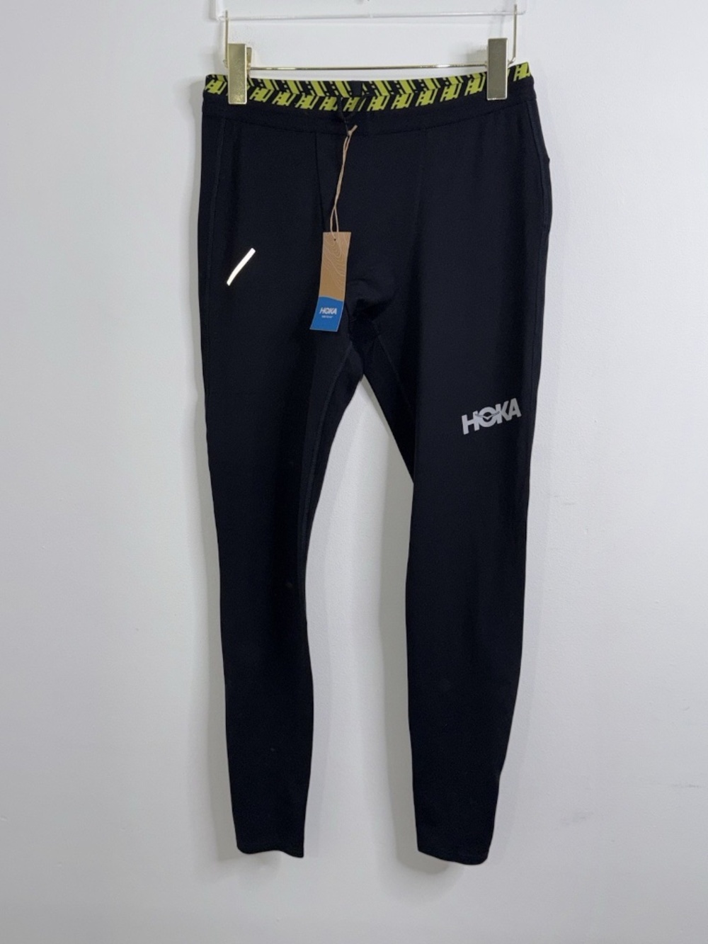 NWT Men’s Hoka M Hupana Running Reflective Tights Men’s Size Large - Black